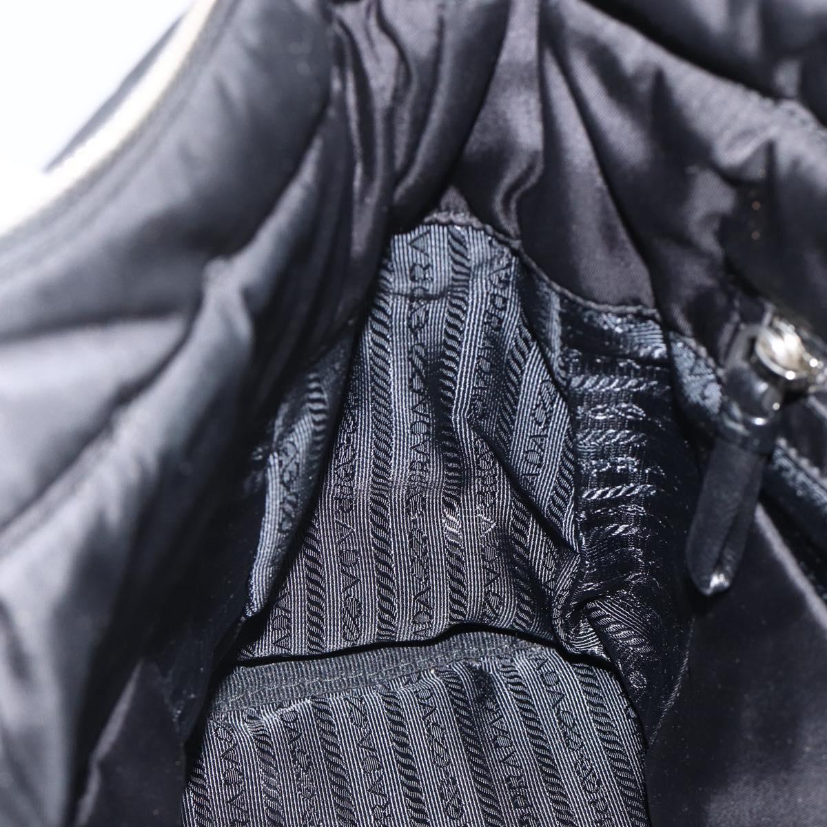 PRADA Tote Bag Nylon Black Silver Auth BA11792A