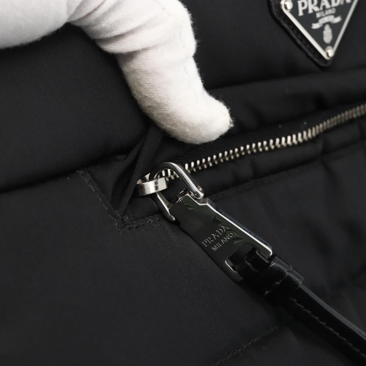 PRADA Tote Bag Nylon Black Silver Auth BA11792A