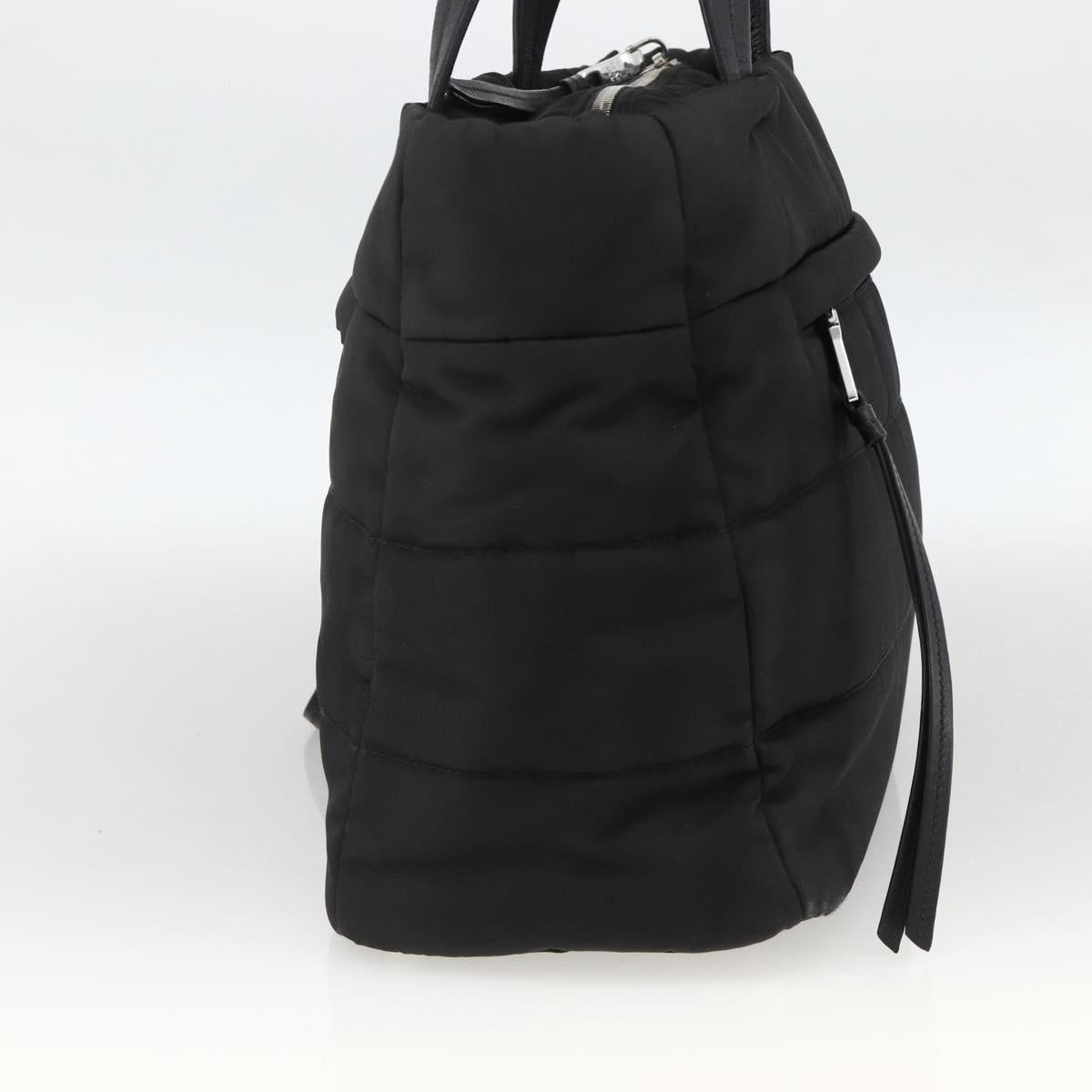 PRADA Tote Bag Nylon Black Silver Auth BA11792A