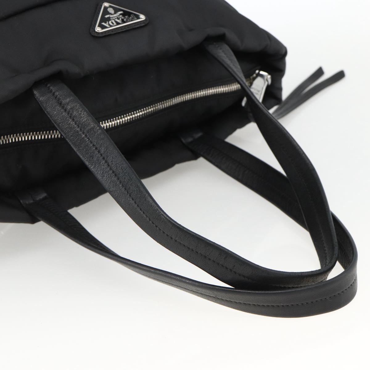 PRADA Tote Bag Nylon Black Silver Auth BA11792A