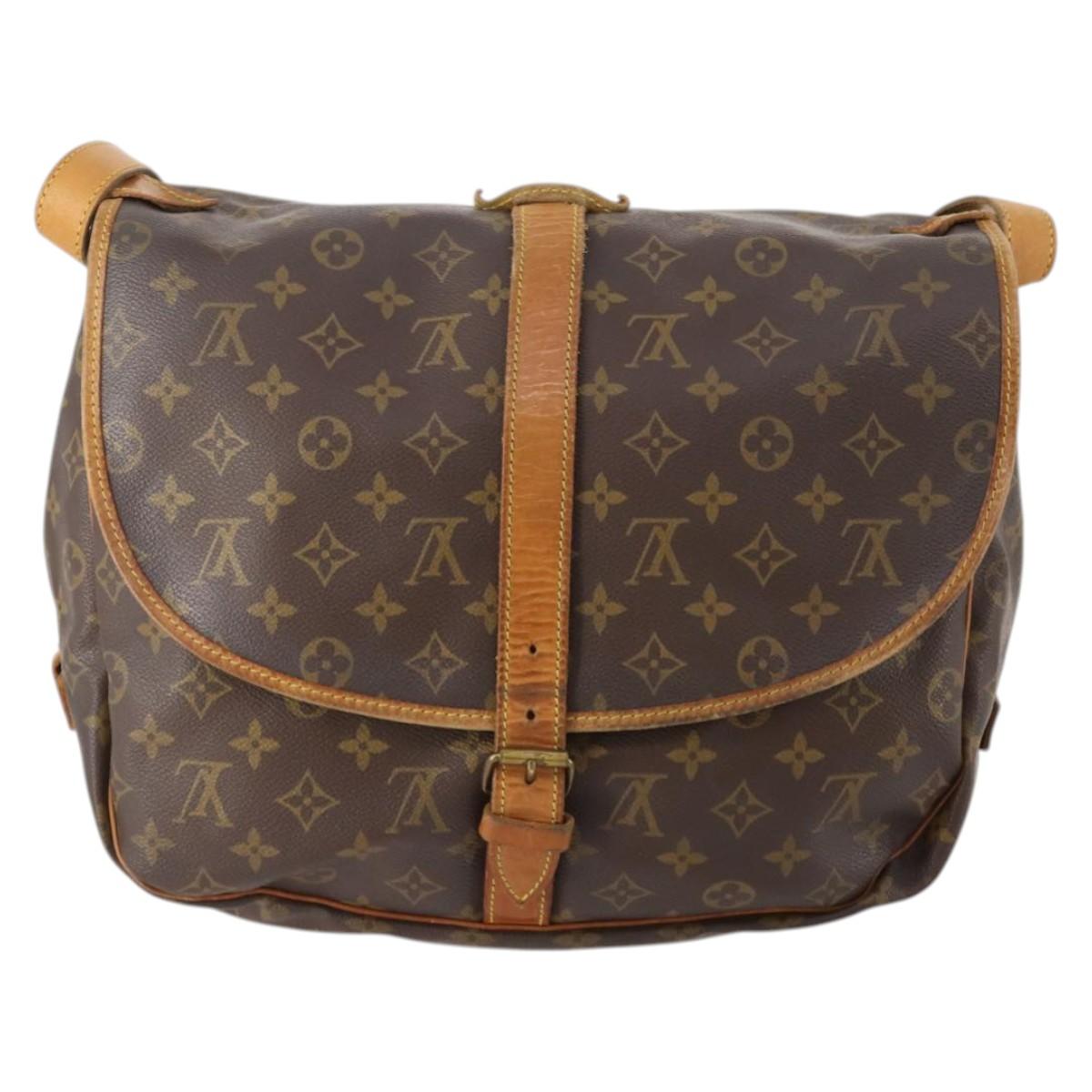 LOUIS VUITTON Monogram Saumur 35 Shoulder Bag M42254 LV Auth BA11793