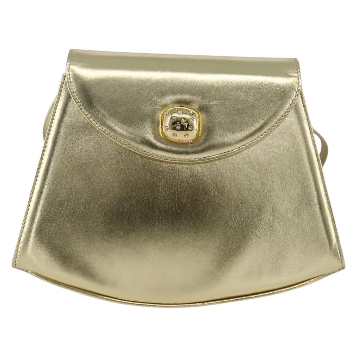 Salvatore Ferragamo Shoulder Bag Leather Gold Tone Auth BA11796A