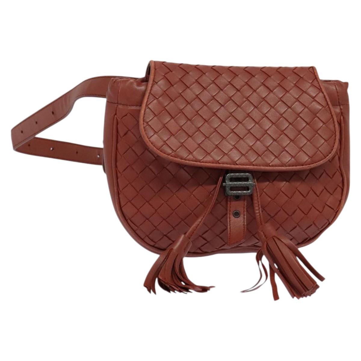 BOTTEGA VENETA INTRECCIATO Waist bag Leather Brown Auth BA118