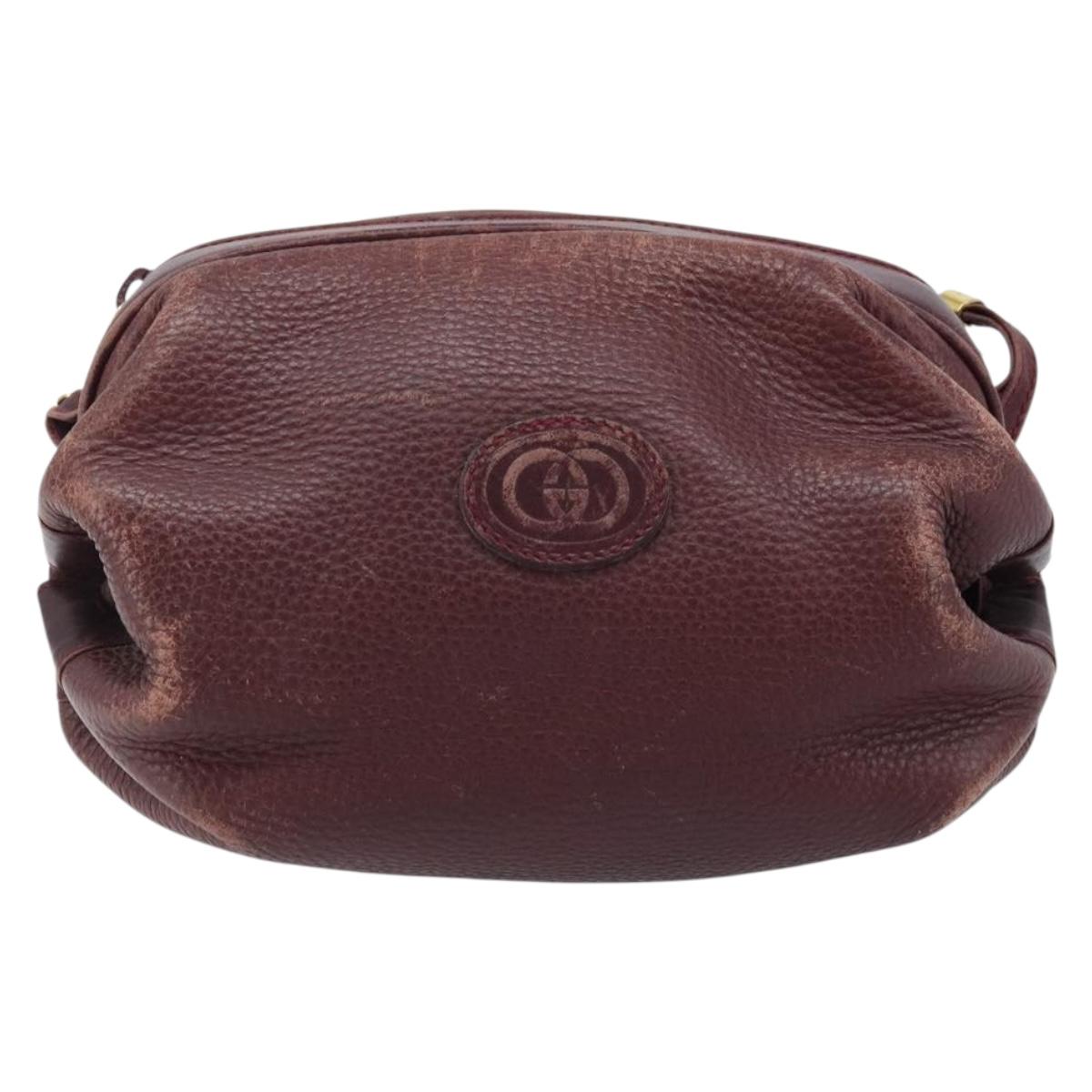 GUCCI Shoulder Bag Leather Bordeaux Gold 007 115 5770 Auth BA11806