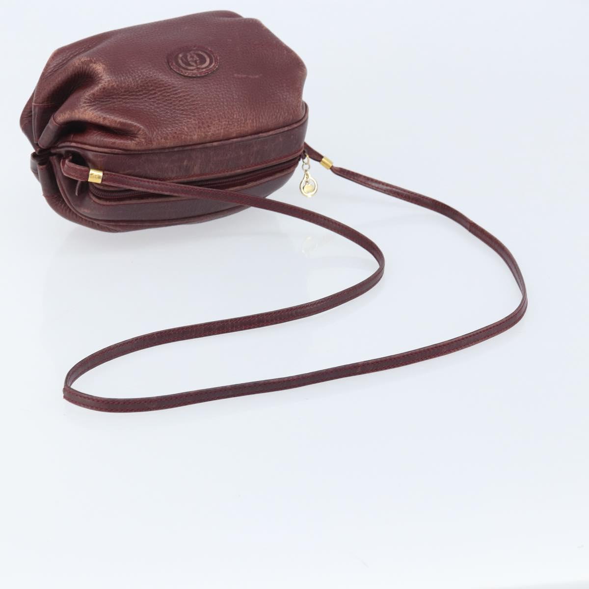 GUCCI Shoulder Bag Leather Bordeaux Gold 007 115 5770 Auth BA11806