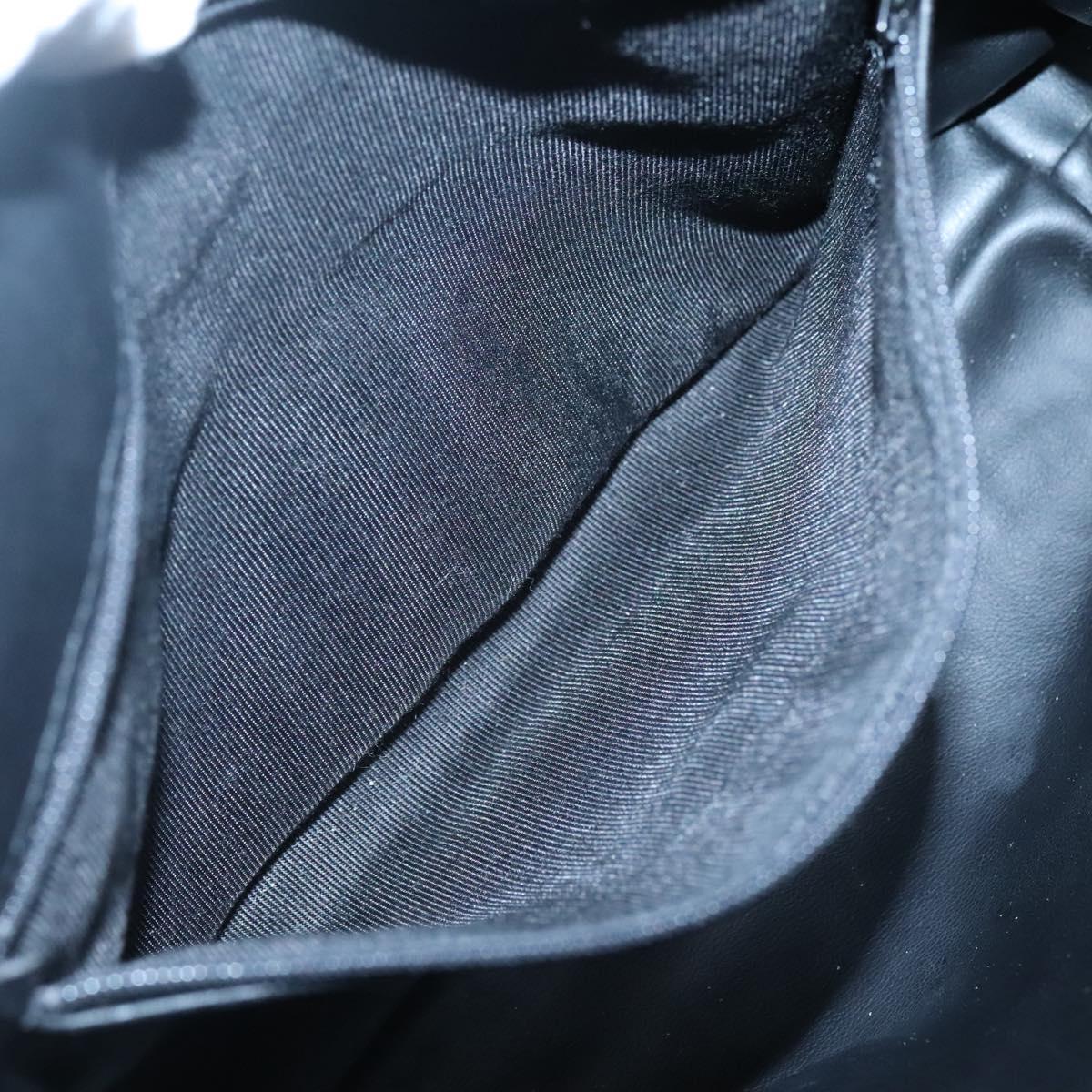 BALLY Quilted Hand Bag Leather Black Gold Auth BA1181