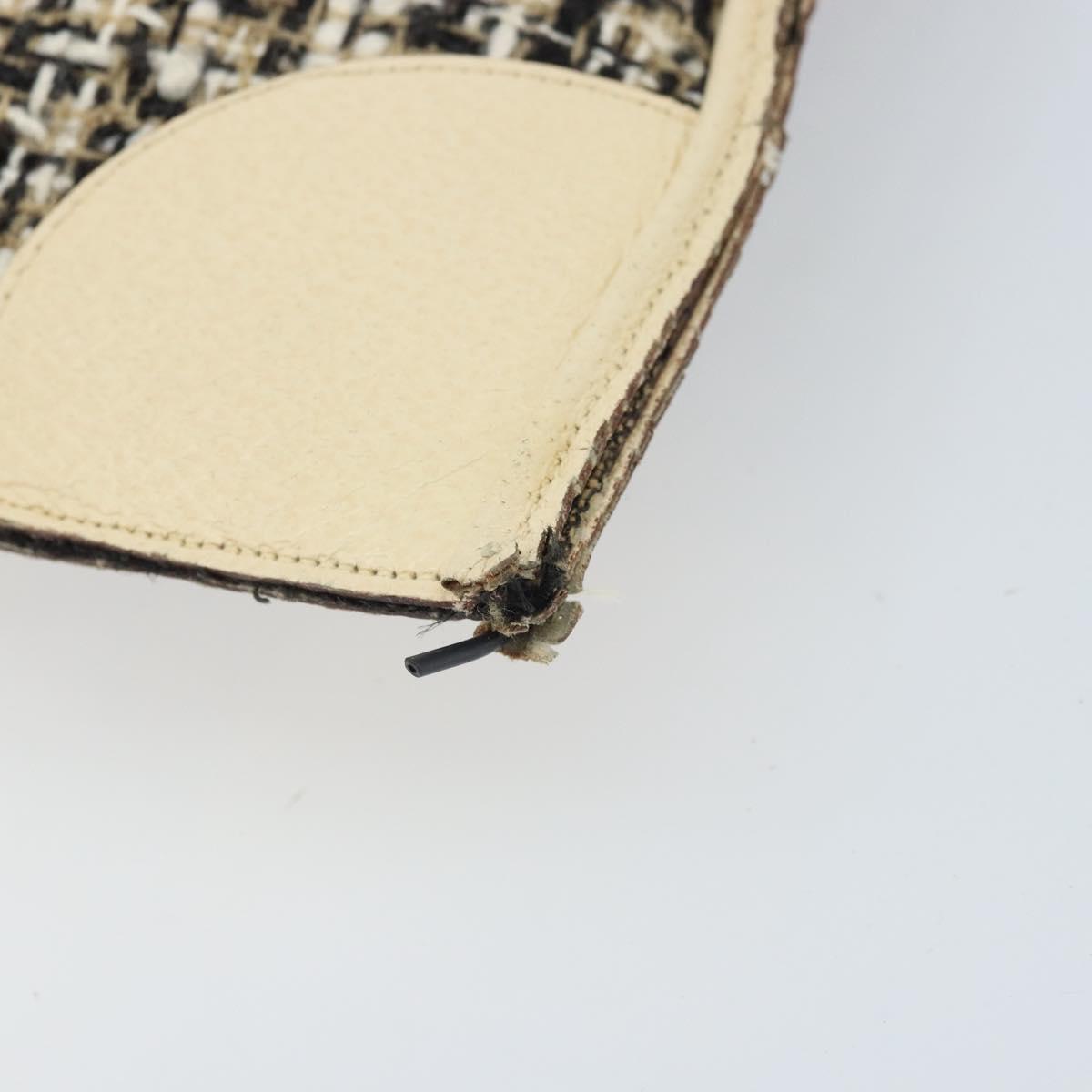 PRADA Hand Bag Tweed Beige Silver Auth BA11824A