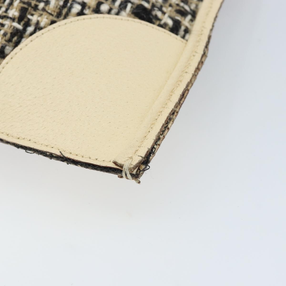 PRADA Hand Bag Tweed Beige Silver Auth BA11824A