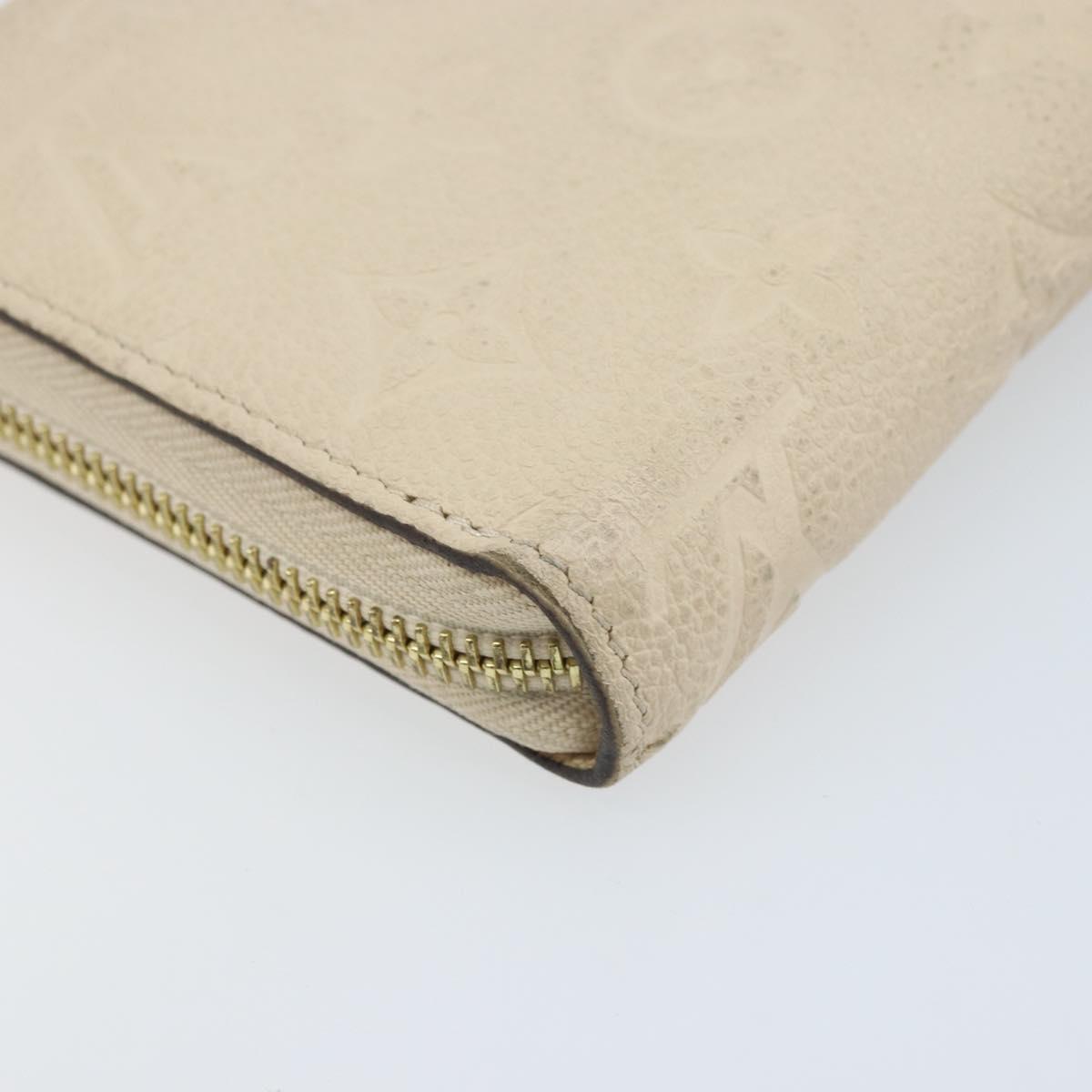 LOUIS VUITTON Monogram Empreinte Zippy Long Wallet White TN0146 LV Auth BA11828