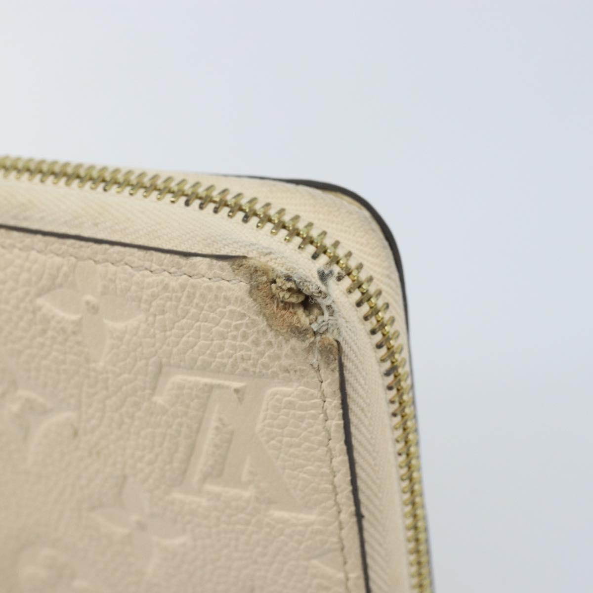 LOUIS VUITTON Monogram Empreinte Zippy Long Wallet White TN0146 LV Auth BA11828