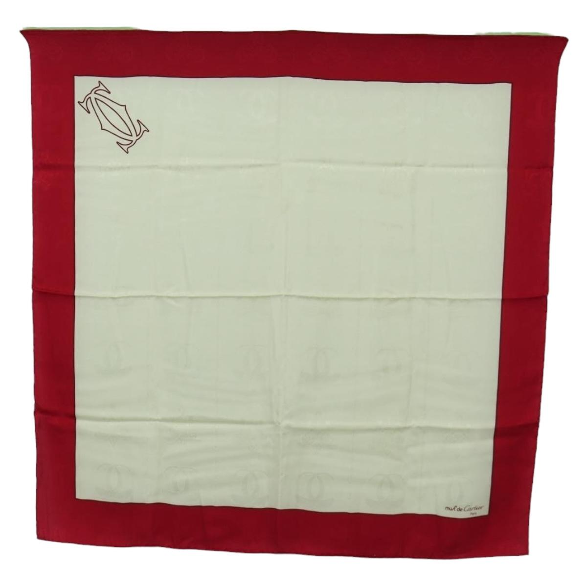 CARTIER Scarf Silk Beige Auth BA11829A