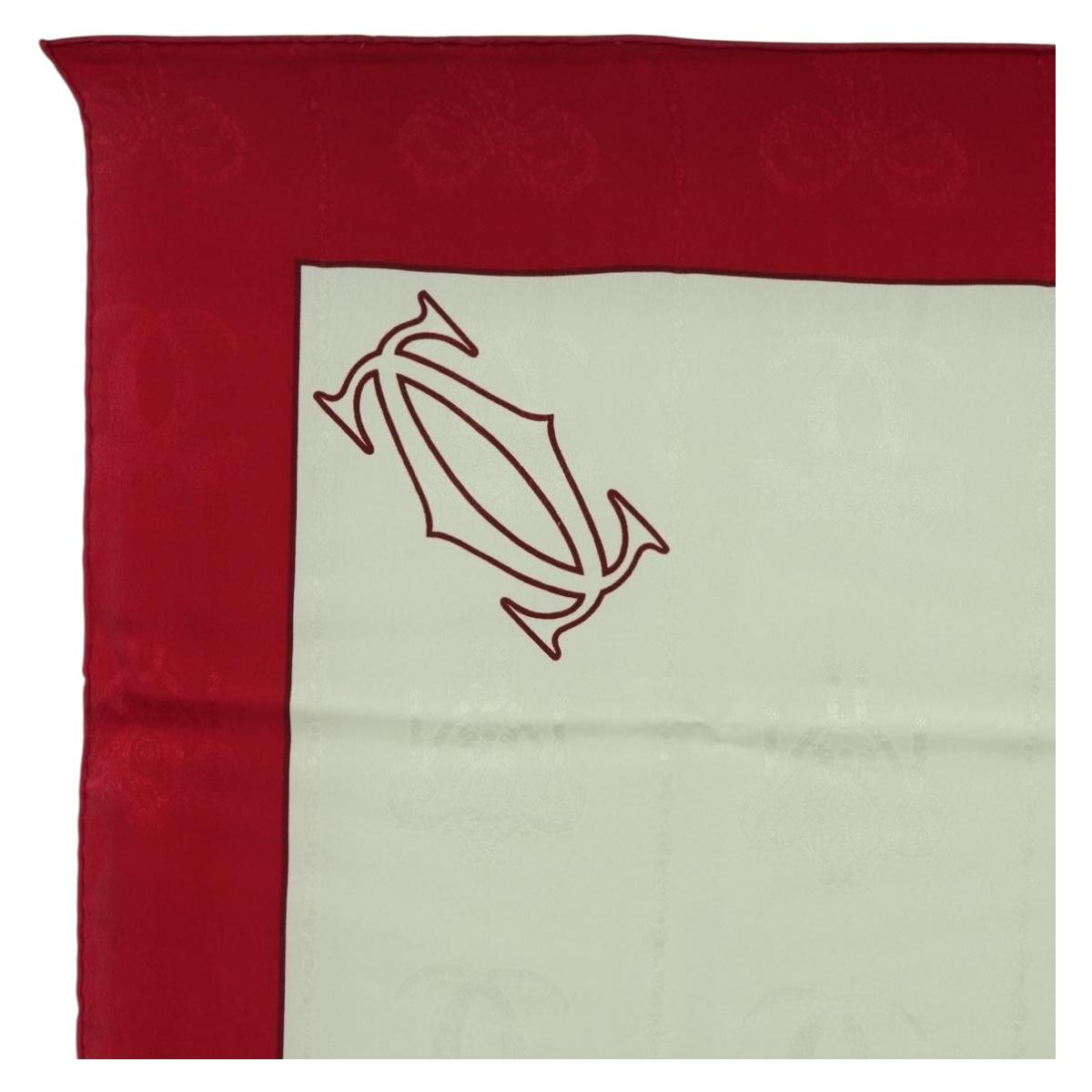 CARTIER Scarf Silk Beige Auth BA11829A