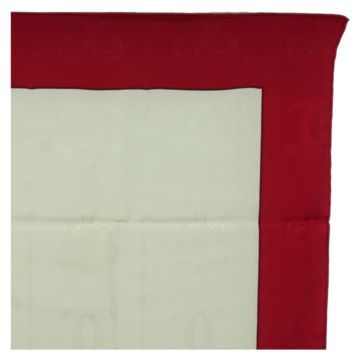 CARTIER Scarf Silk Beige Auth BA11829A