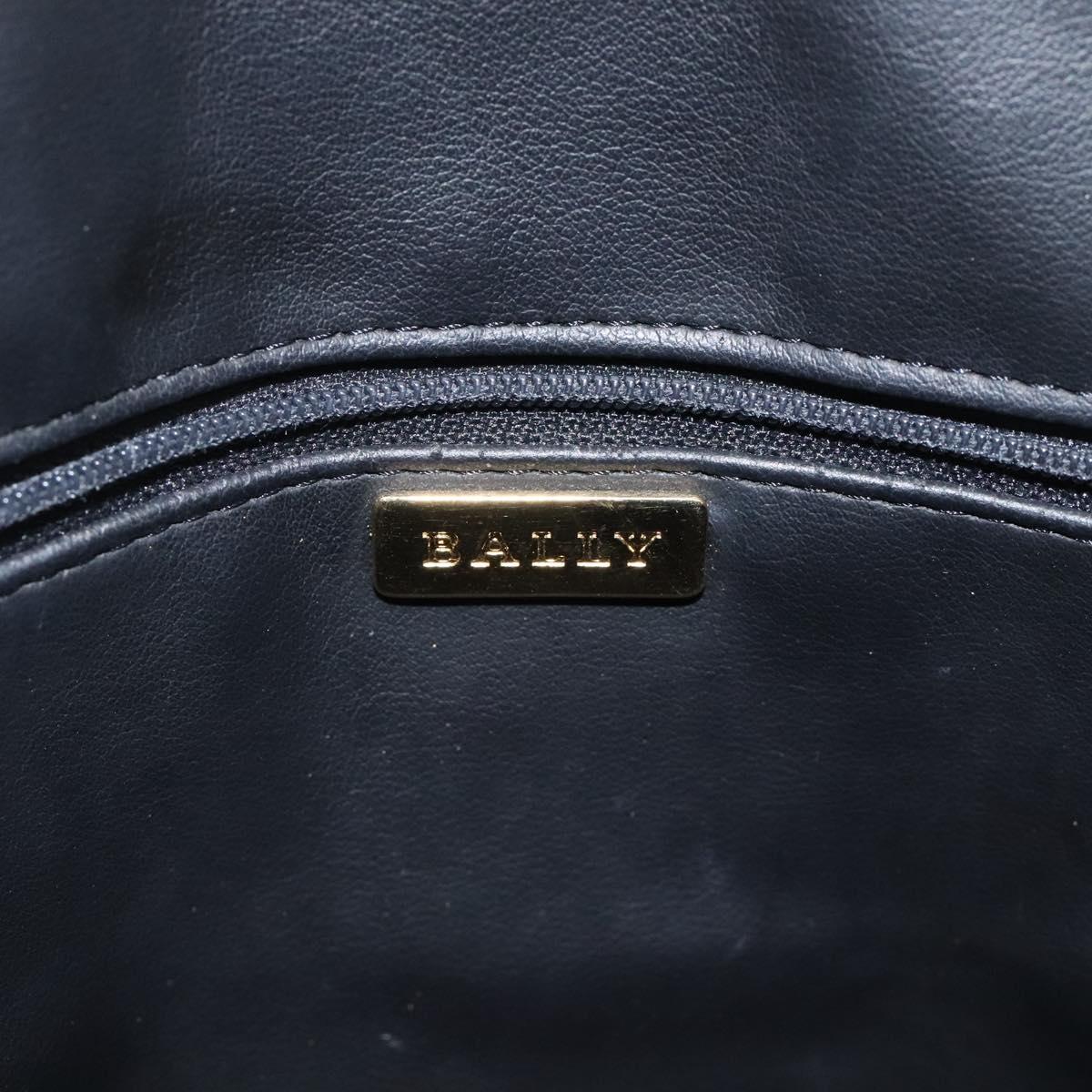 BALLY Quilted Hand Bag Leather Black Gold Auth BA1183