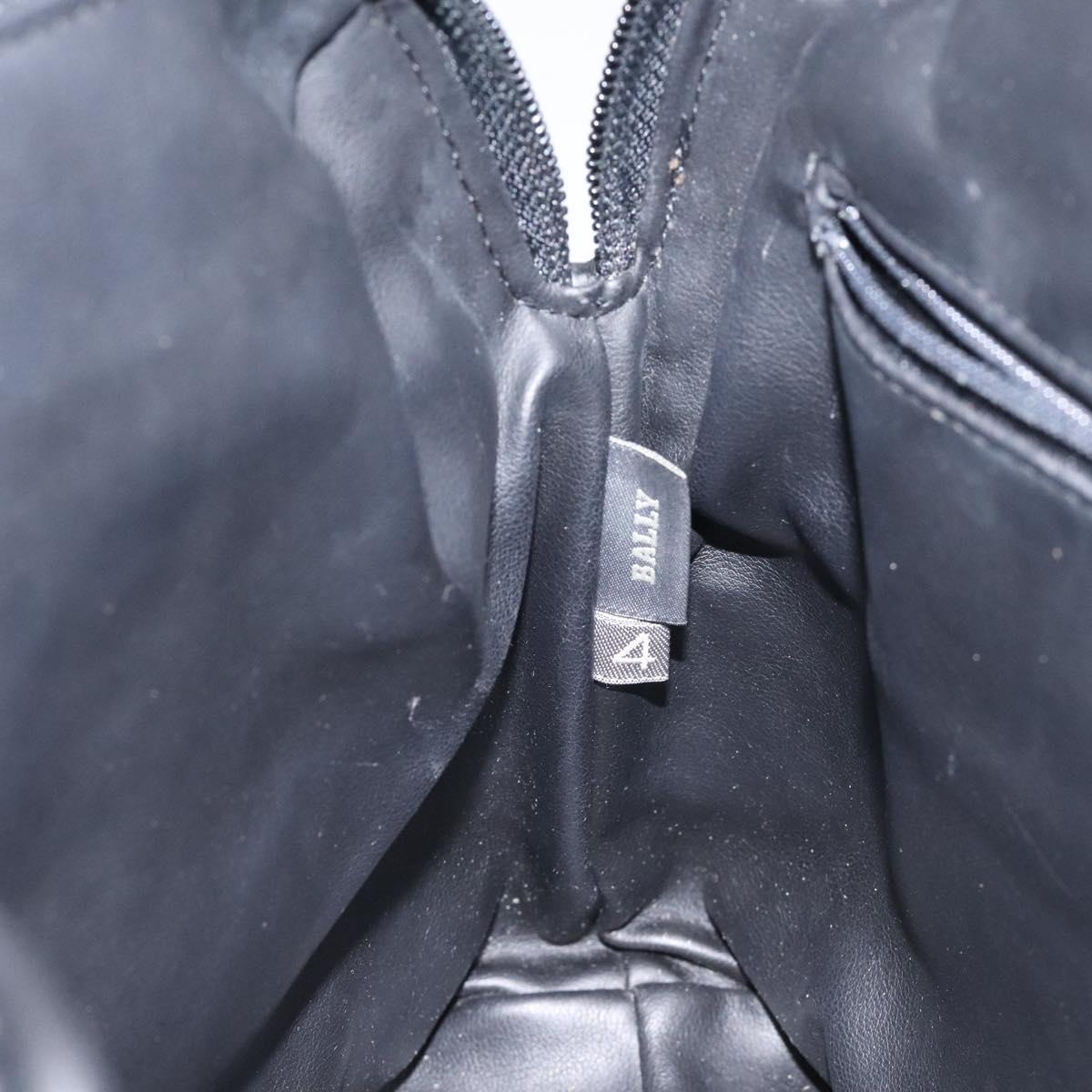 BALLY Quilted Hand Bag Leather Black Gold Auth BA1183