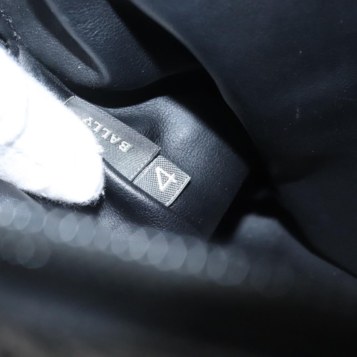 BALLY Quilted Hand Bag Leather Black Gold Auth BA1183