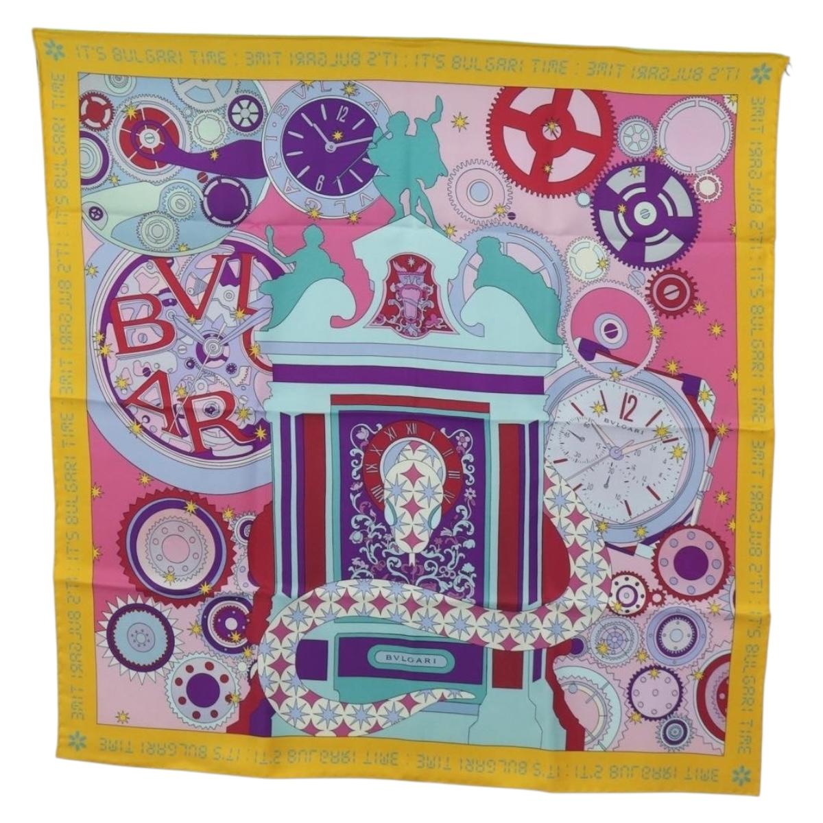 BVLGARI Scarf Silk Multicolor Auth BA11831A