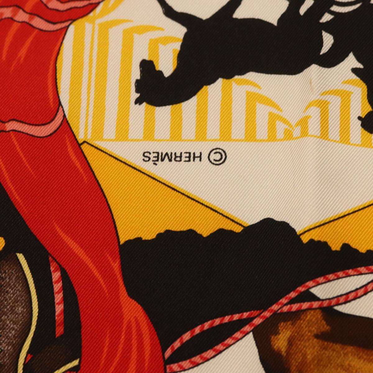 HERMES Carre 90 Scarf Silk ""feria de sevilla"" Black Auth BA11832A