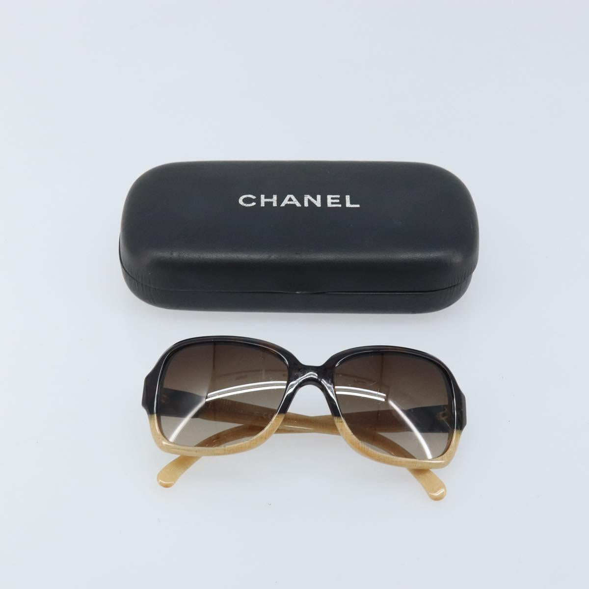 CHANEL COCO Mark Sunglasses plastic Beige 5177-A CC Auth BA11834