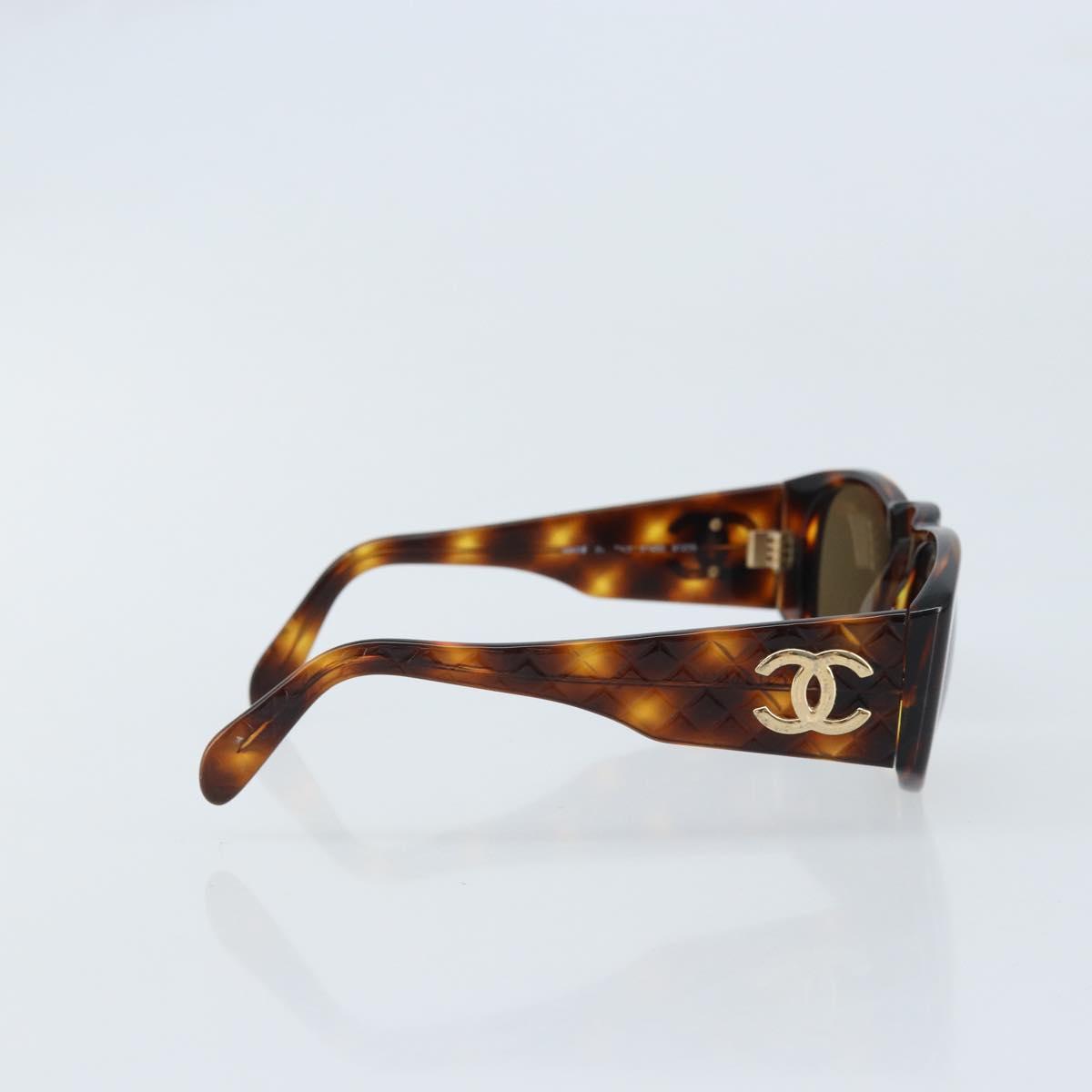 CHANEL COCO Mark Sunglasses plastic Brown 01450 91235 CC Auth BA11839