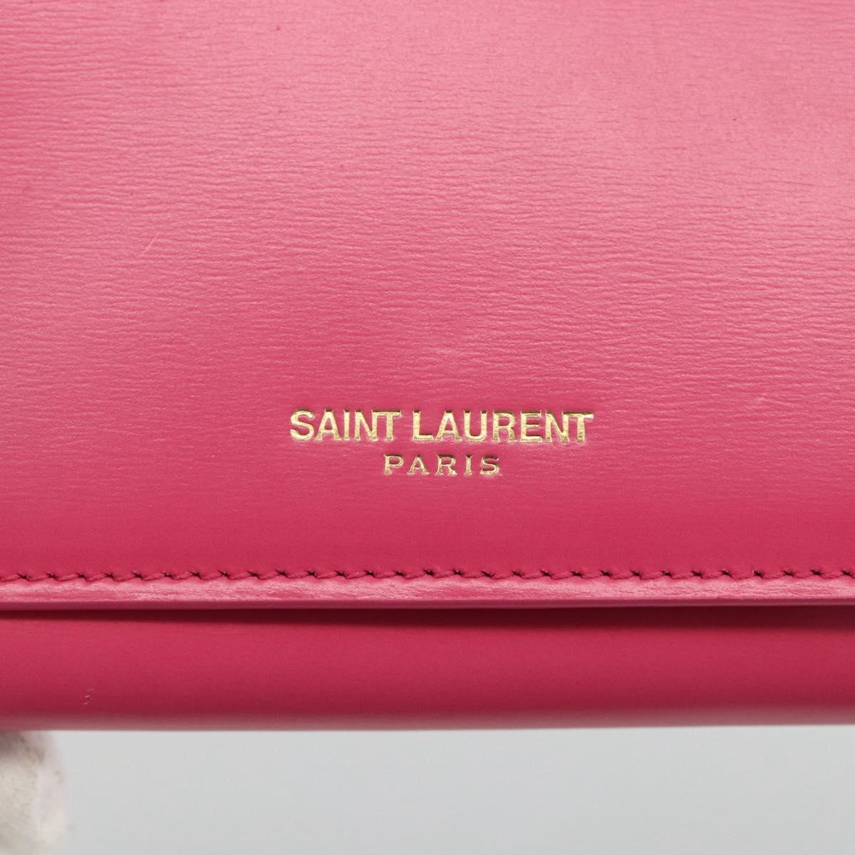 SAINT LAURENT Wallet Leather Pink Auth BA11840A