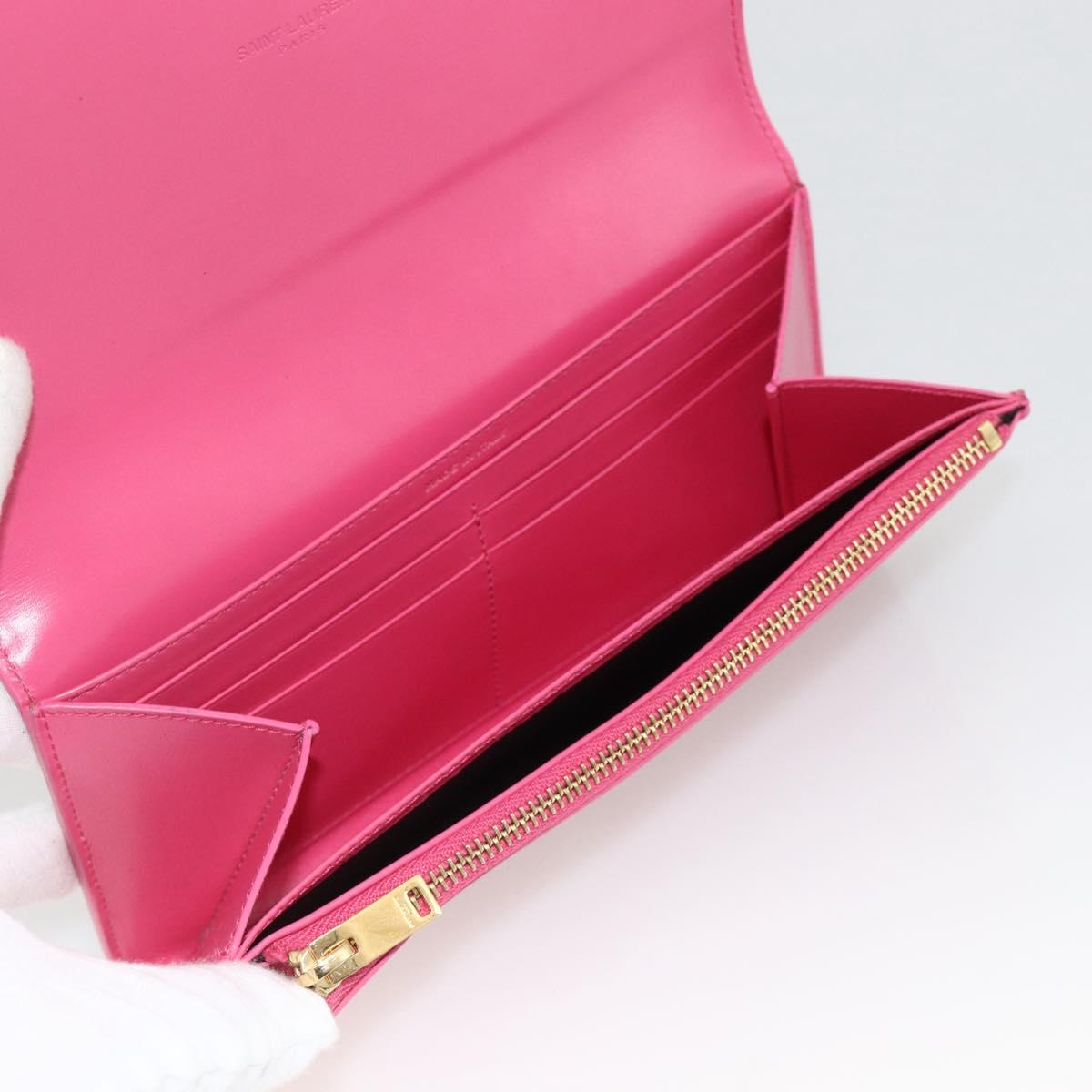 SAINT LAURENT Wallet Leather Pink Auth BA11841A