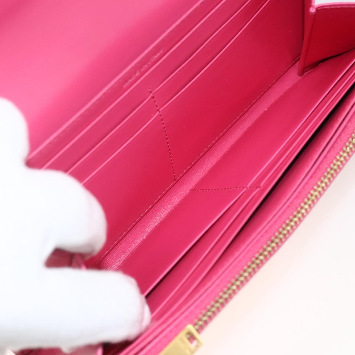 SAINT LAURENT Wallet Leather Pink Auth BA11841A