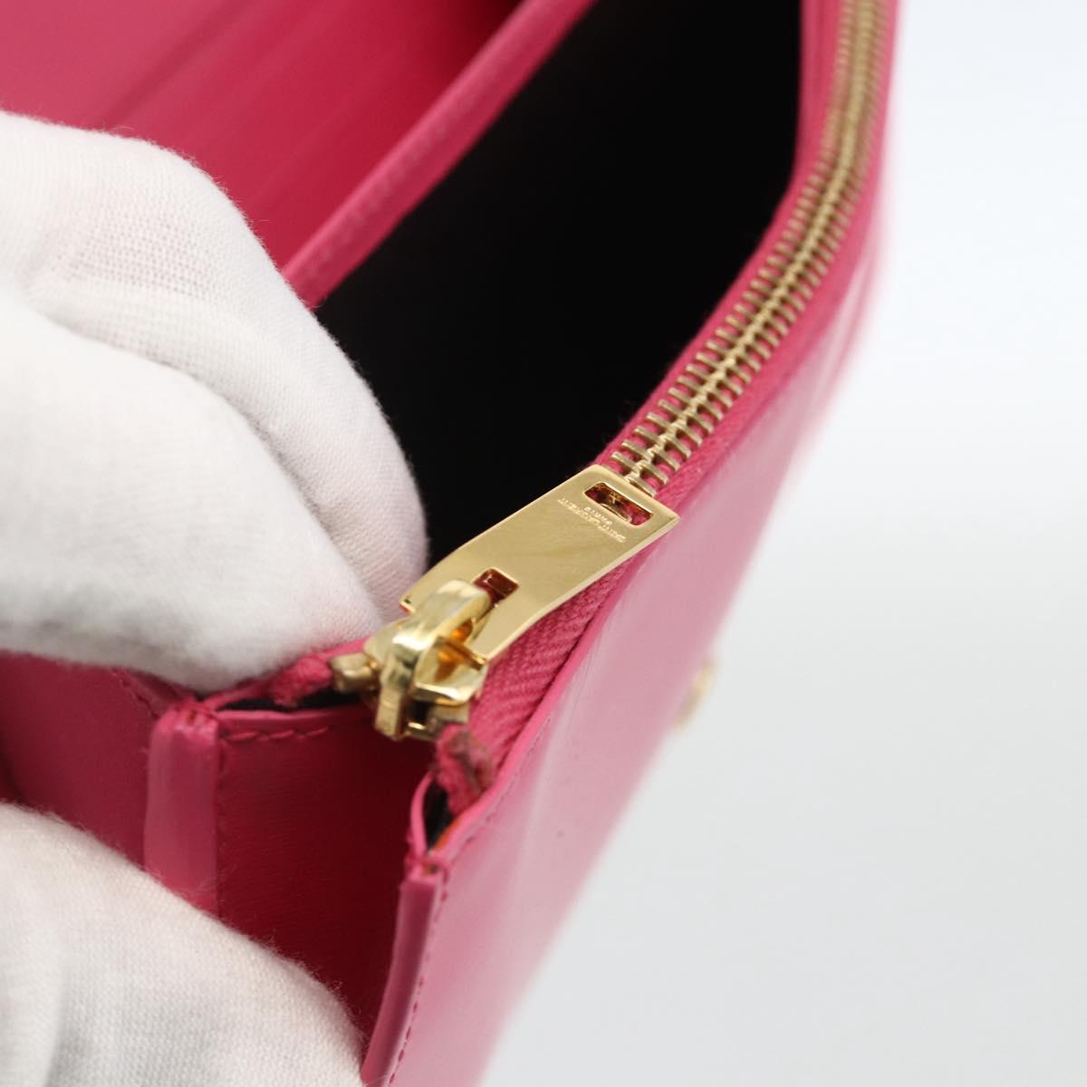 SAINT LAURENT Wallet Leather Pink Auth BA11841A