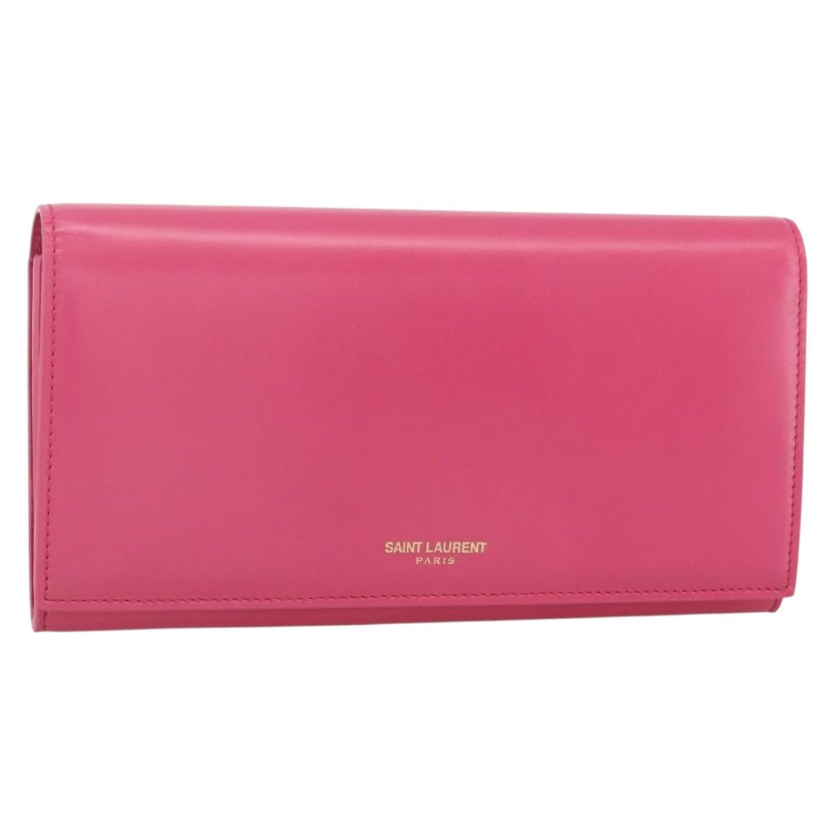 SAINT LAURENT Wallet Leather Pink Auth BA11841A