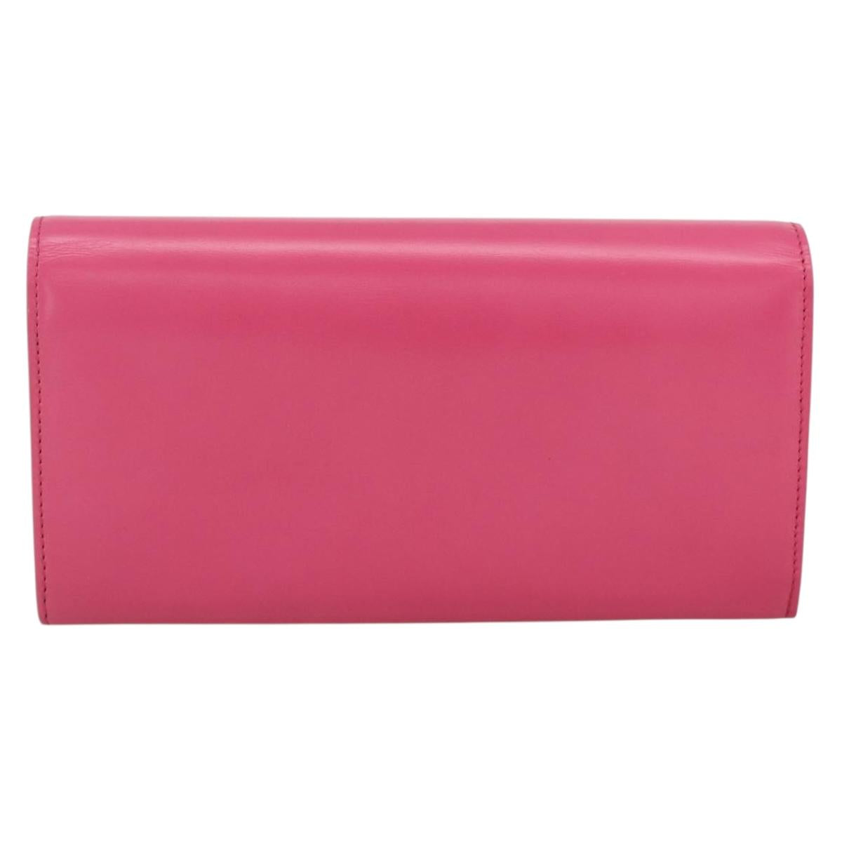 SAINT LAURENT Wallet Leather Pink Auth BA11841A
