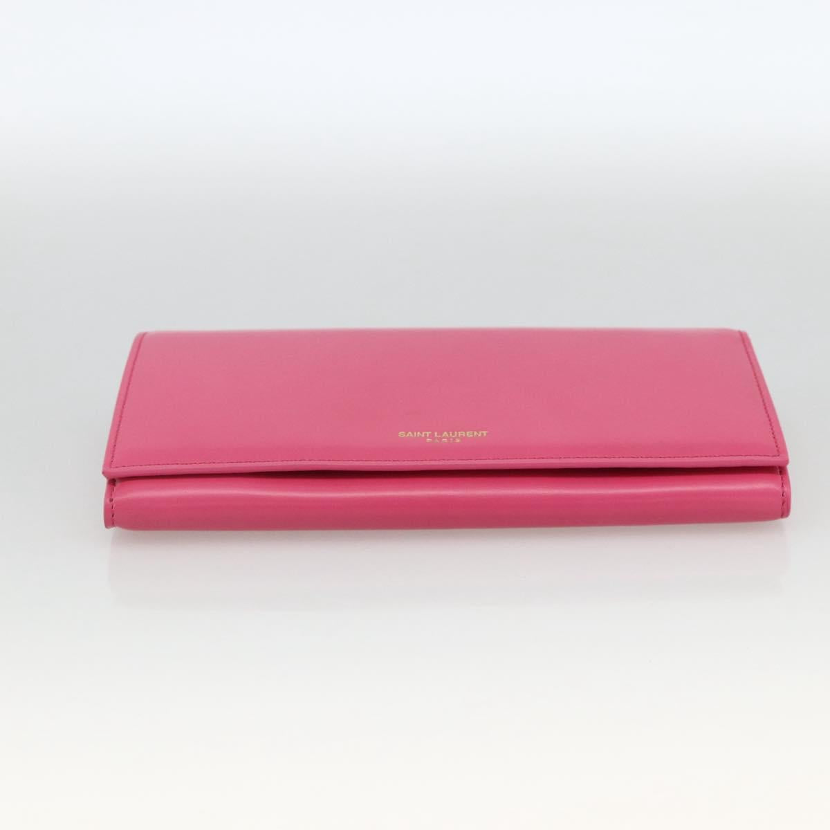 SAINT LAURENT Wallet Leather Pink Auth BA11841A