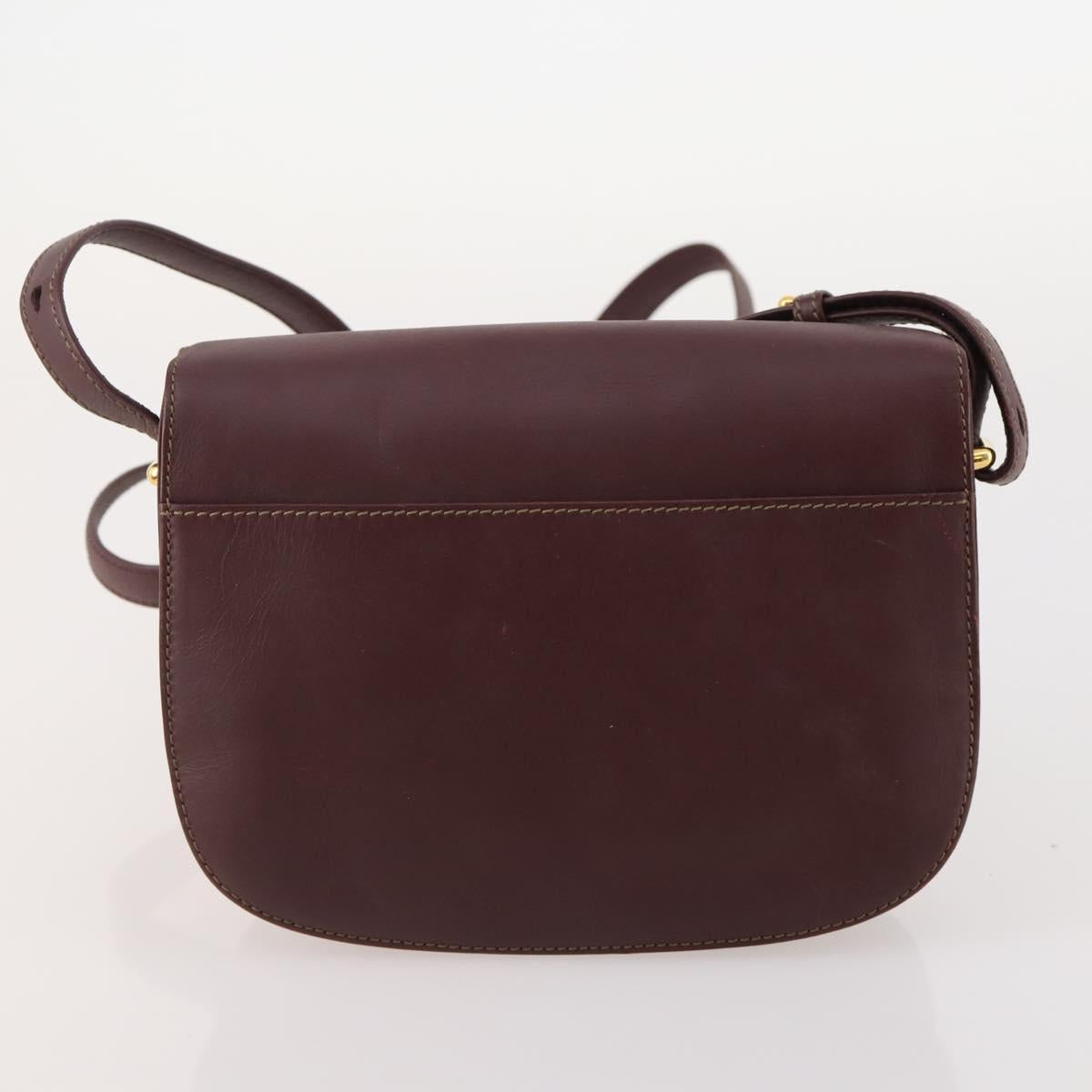 CARTIER Must Line Shoulder Bag Leather 2 Set Bordeaux Gold Auth BA11844