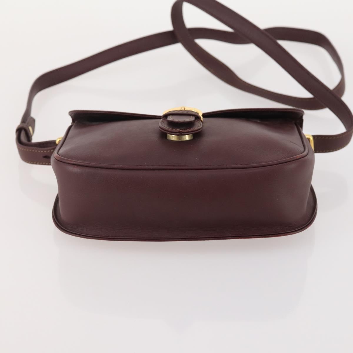 CARTIER Must Line Shoulder Bag Leather 2 Set Bordeaux Gold Auth BA11844