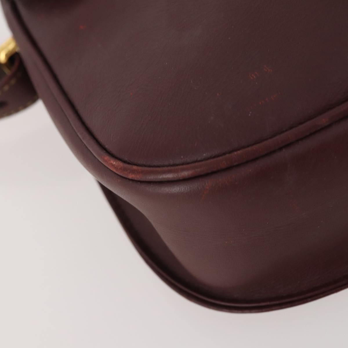 CARTIER Must Line Shoulder Bag Leather 2 Set Bordeaux Gold Auth BA11844