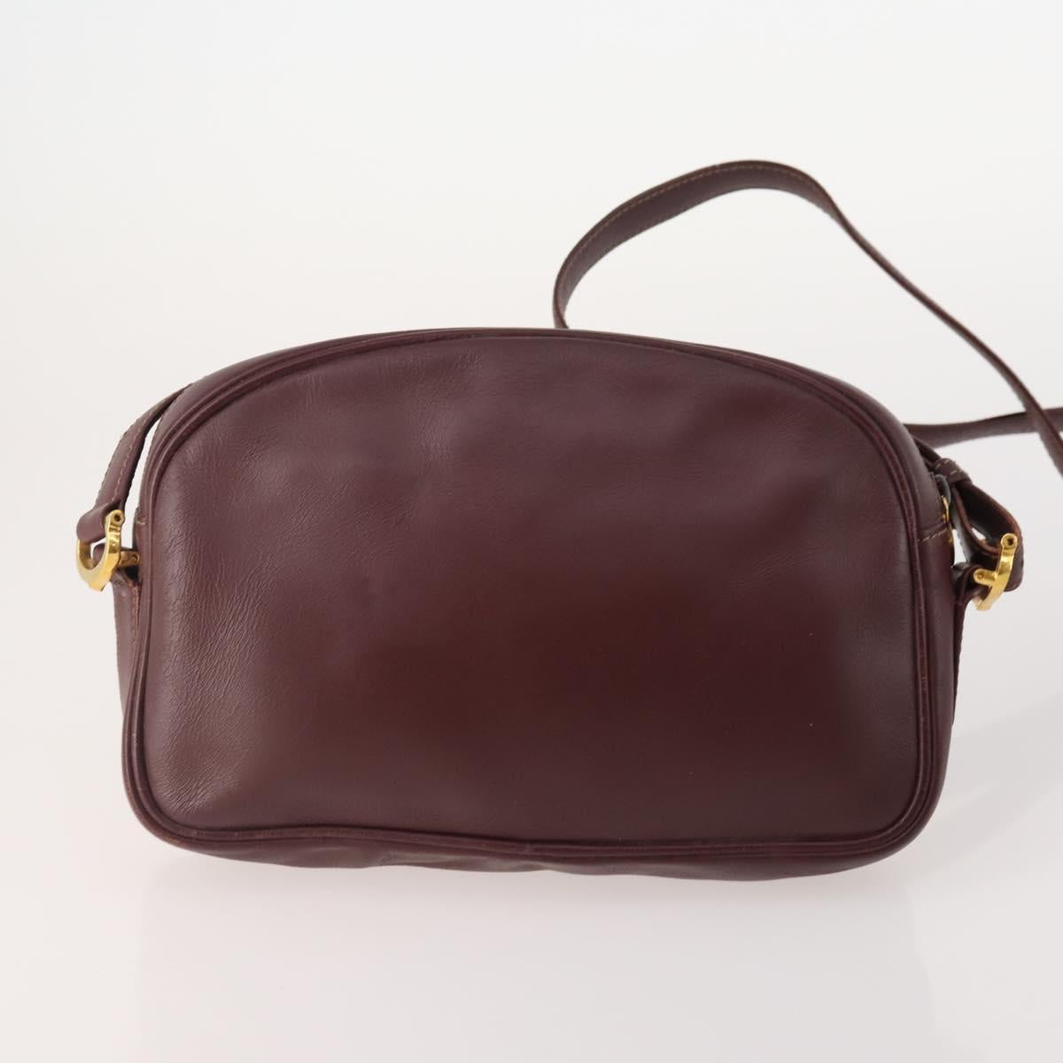 CARTIER Must Line Shoulder Bag Leather 2 Set Bordeaux Gold Auth BA11844