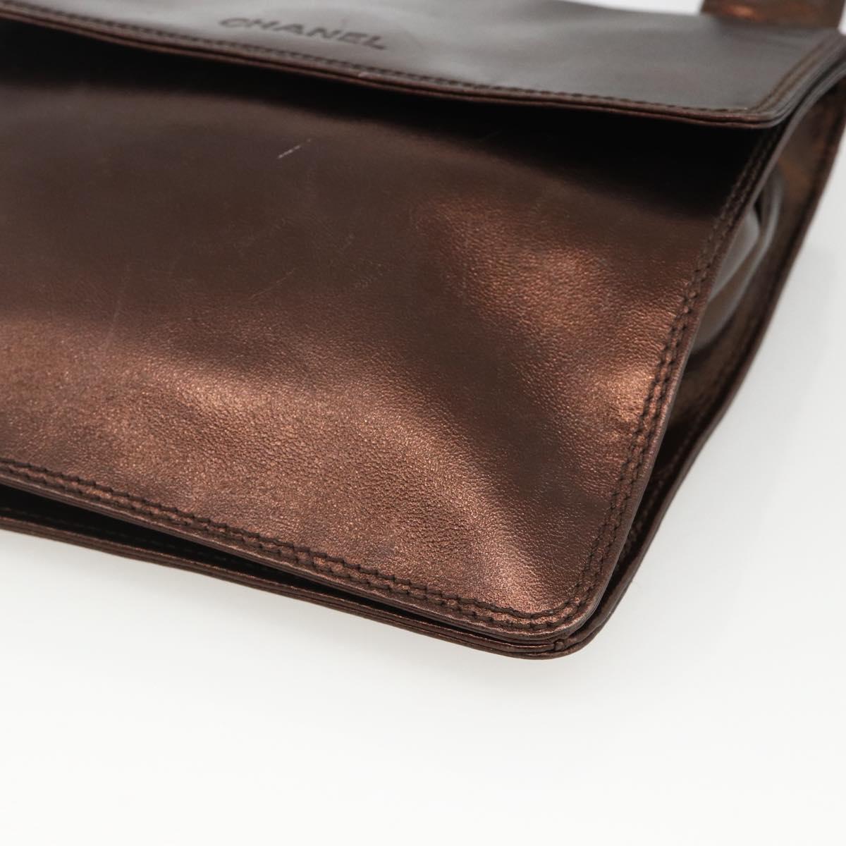 CHANEL Shoulder Bag Leather Brown CC Auth BA11861A