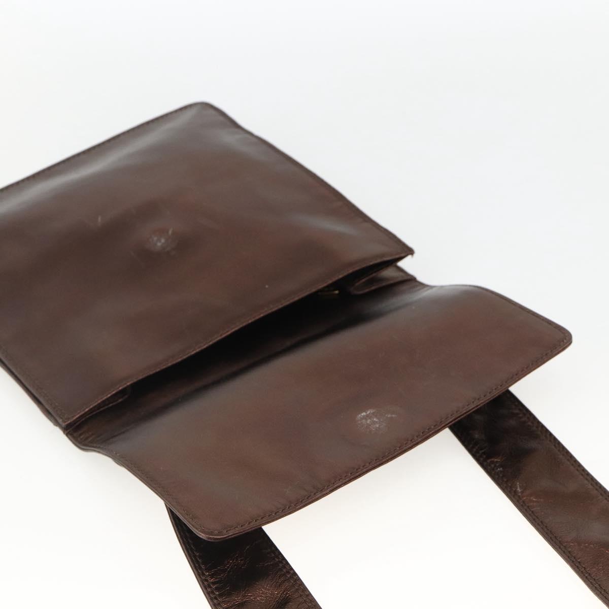 CHANEL Shoulder Bag Leather Brown CC Auth BA11861A