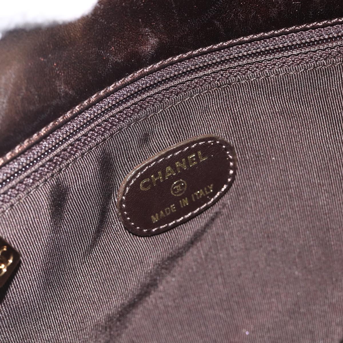 CHANEL Shoulder Bag Leather Brown CC Auth BA11861A