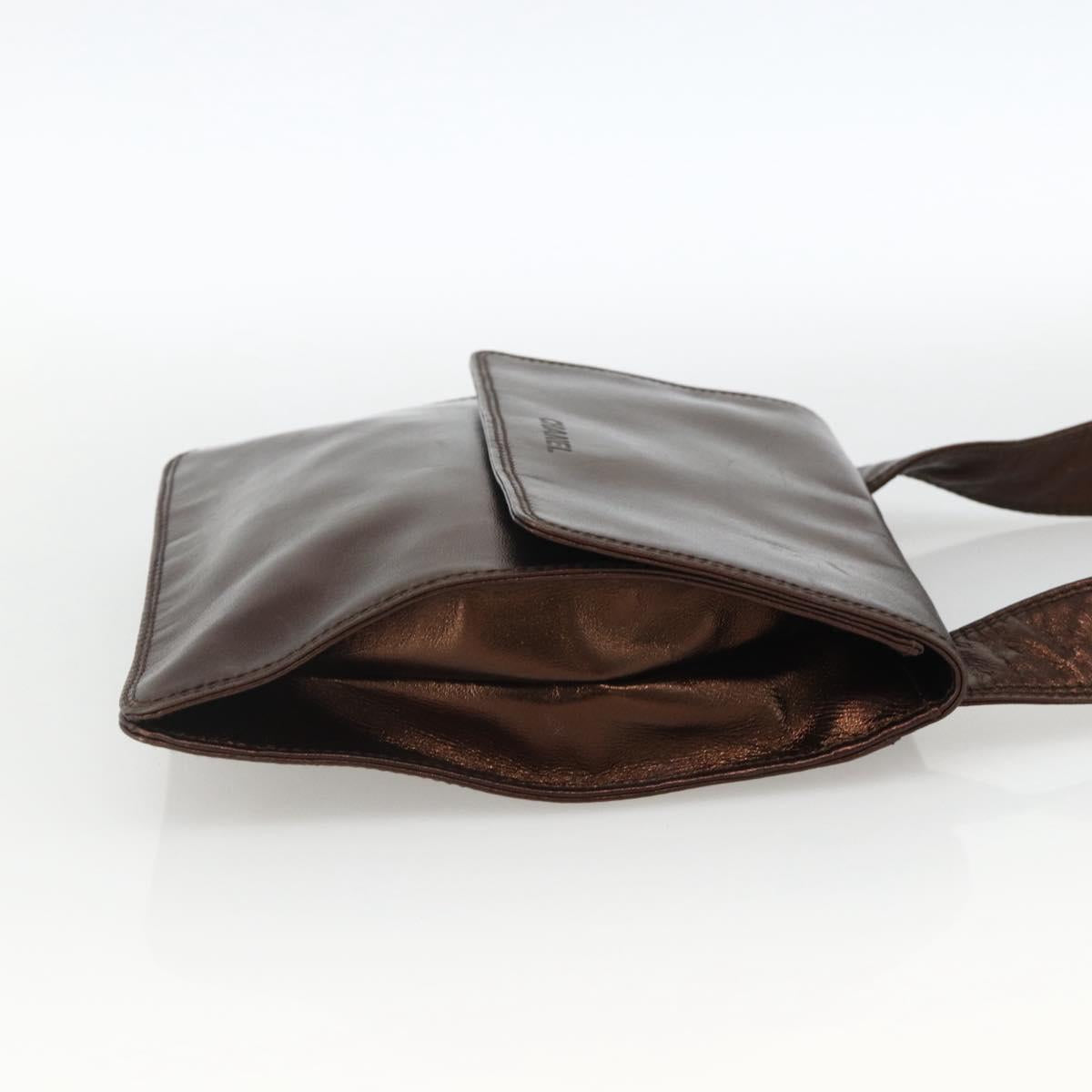 CHANEL Shoulder Bag Leather Brown CC Auth BA11861A