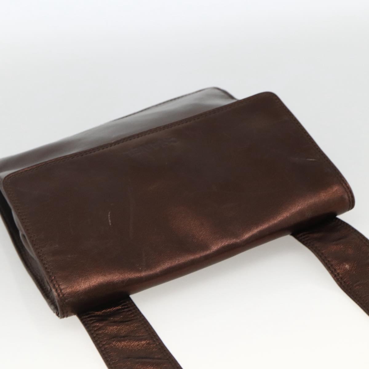 CHANEL Shoulder Bag Leather Brown CC Auth BA11861A