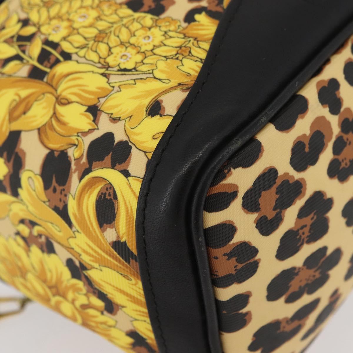 Gianni Versace Vanity Hand Bag PVC Yellow Gold Auth BA11862