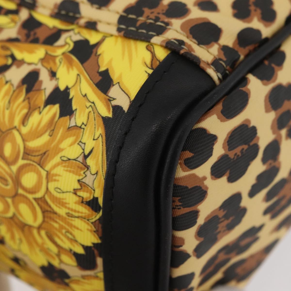 Gianni Versace Vanity Hand Bag PVC Yellow Gold Auth BA11862
