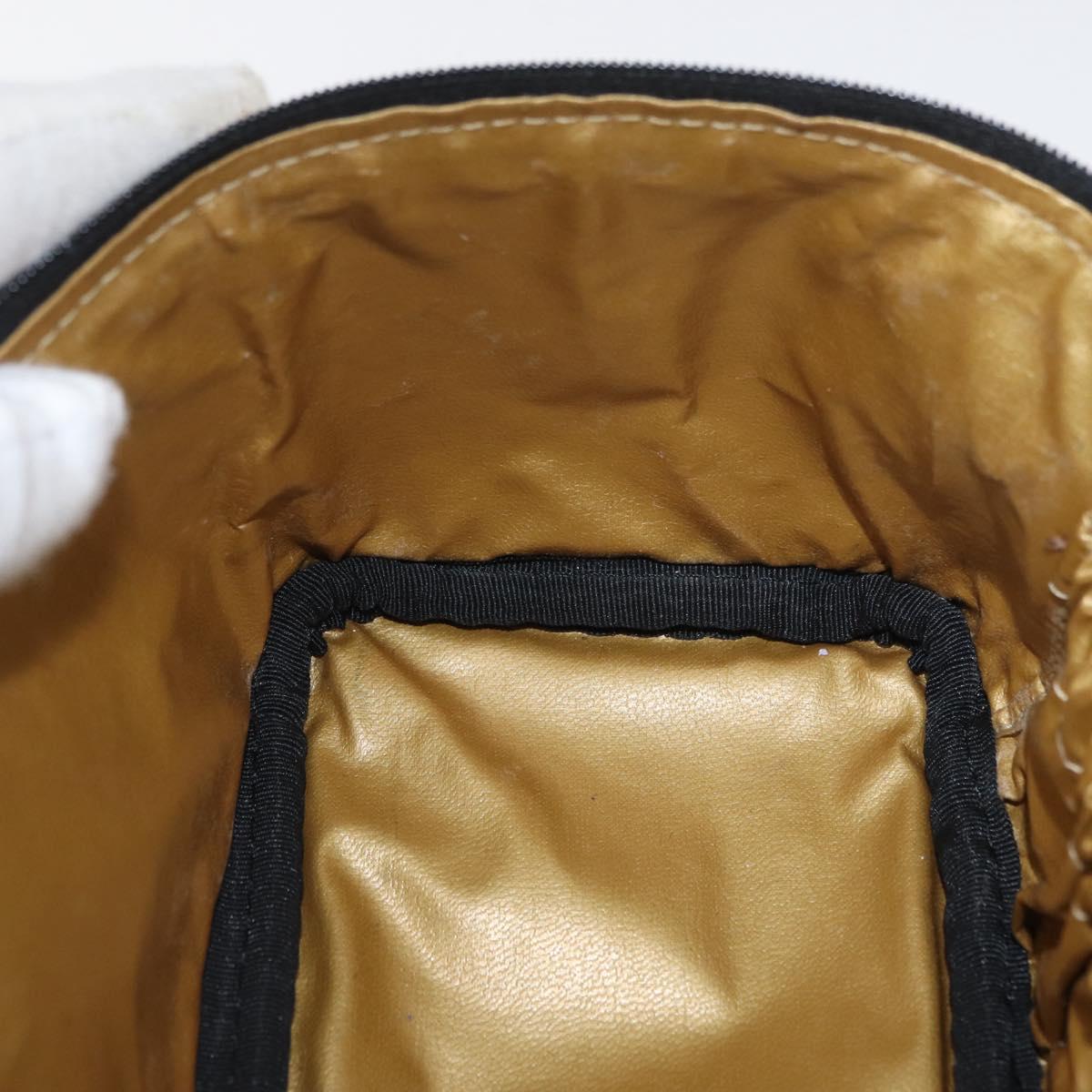 Gianni Versace Vanity Hand Bag PVC Yellow Gold Auth BA11862