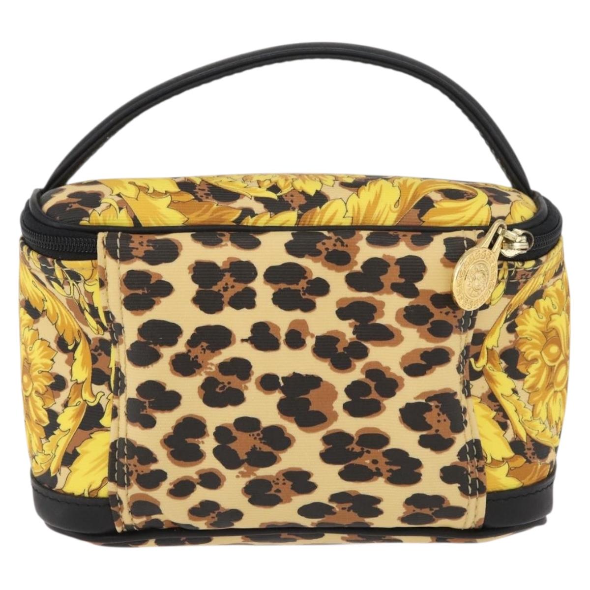 Gianni Versace Vanity Hand Bag PVC Yellow Gold Auth BA11862