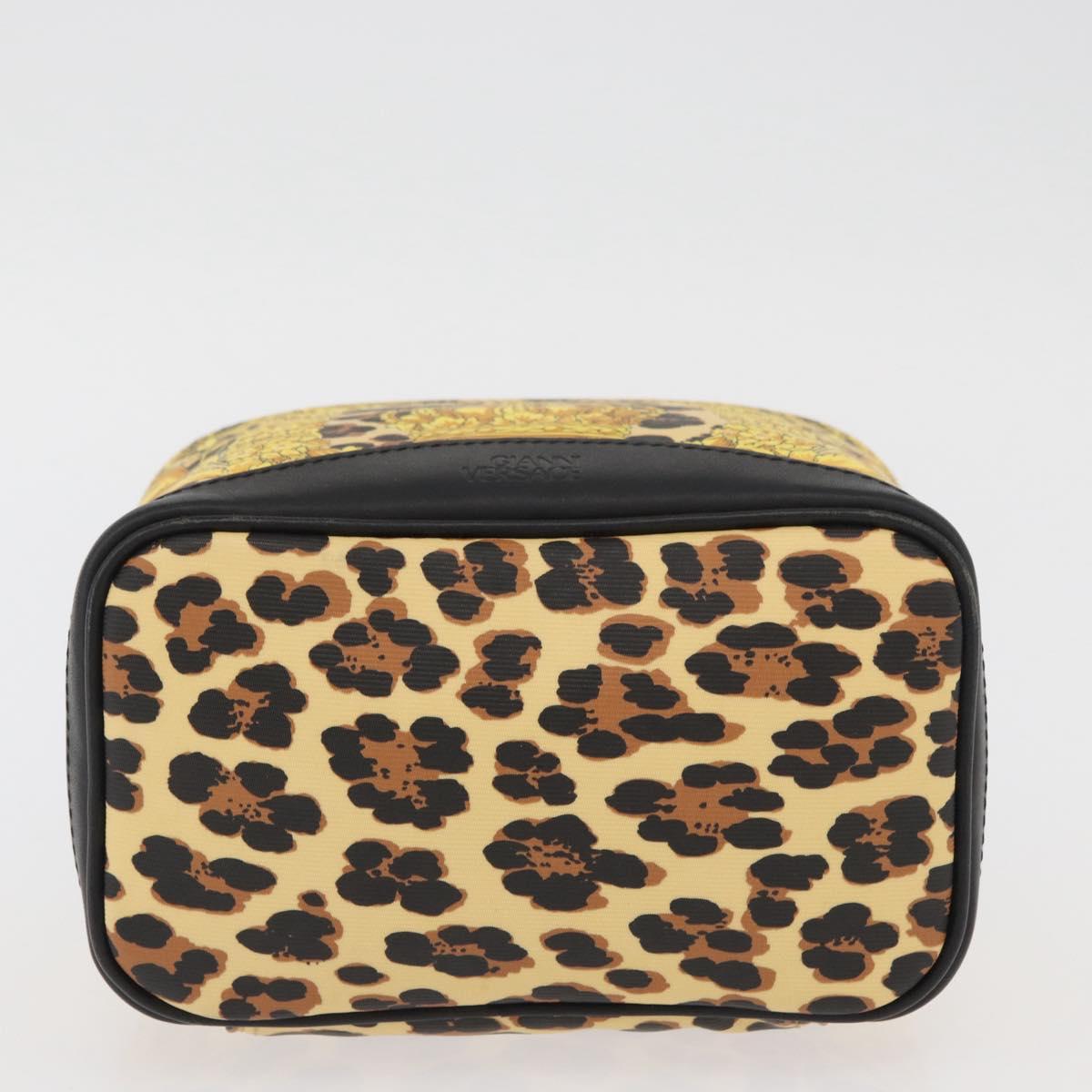 Gianni Versace Vanity Hand Bag PVC Yellow Gold Auth BA11862