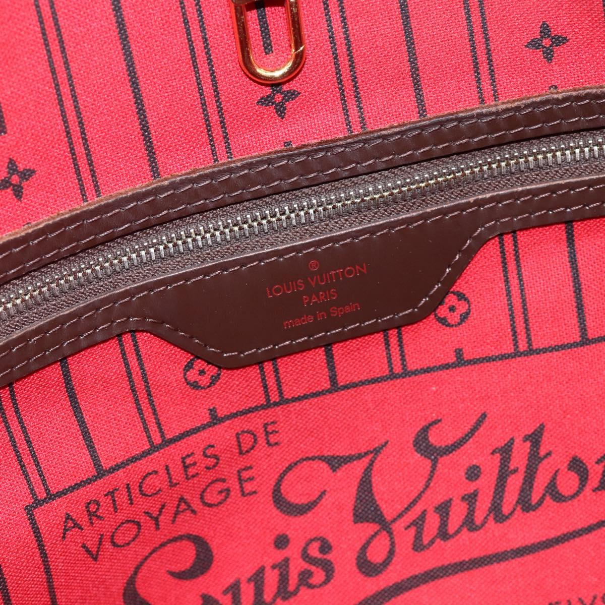 LOUIS VUITTON Damier Ebene Neverfull MM Tote Bag N51105 LV Auth BA11864