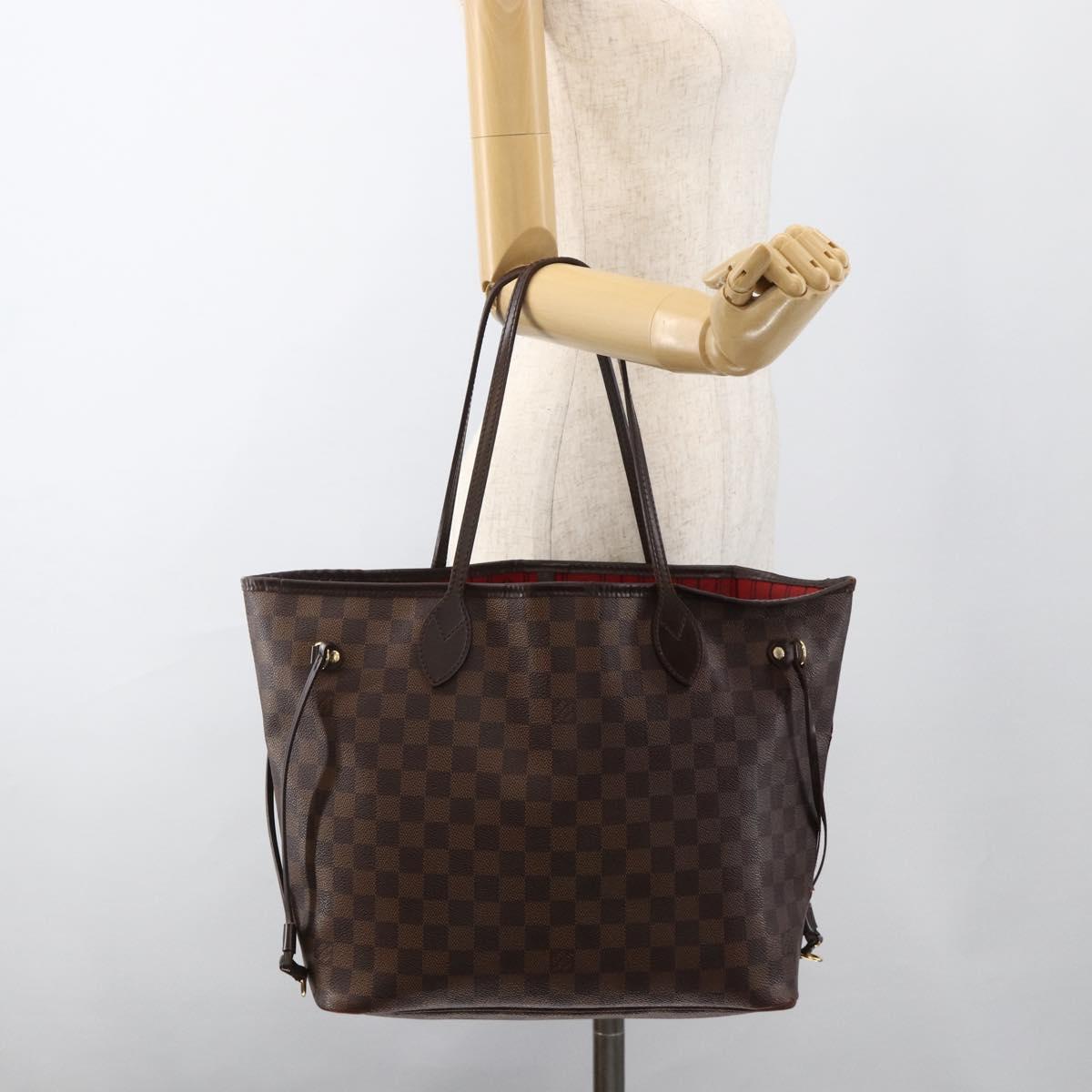 LOUIS VUITTON Damier Ebene Neverfull MM Tote Bag N51105 LV Auth BA11864