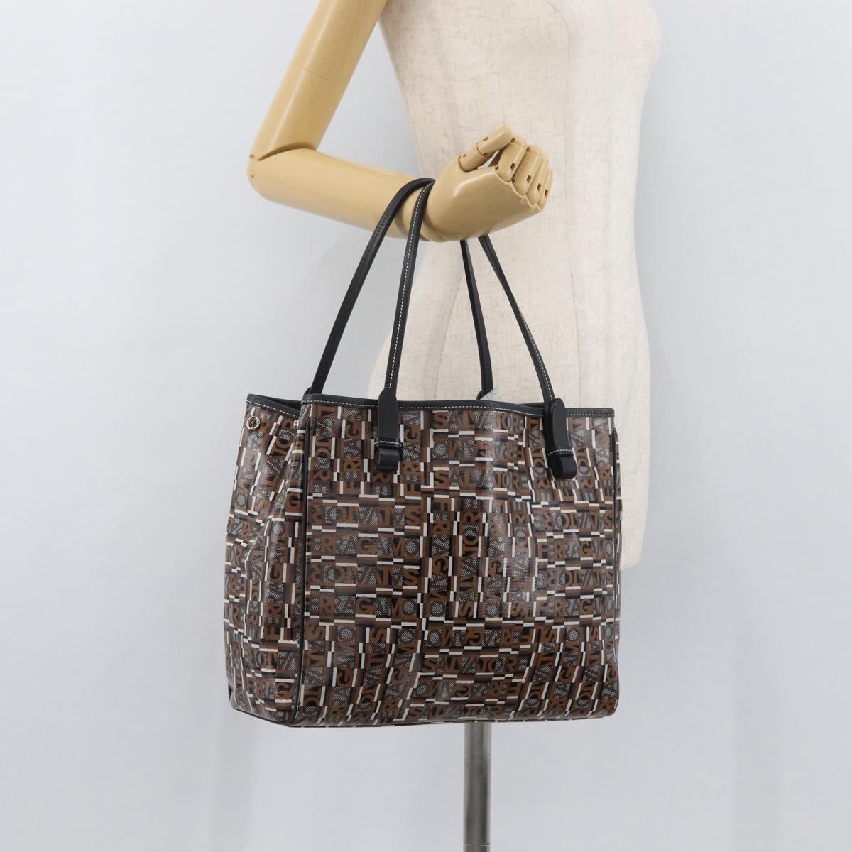 Salvatore Ferragamo Tote Bag PVC Brown Auth BA11865