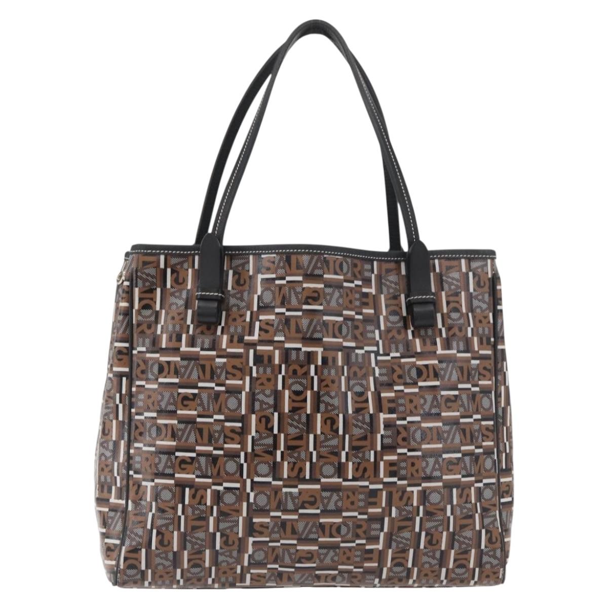 Salvatore Ferragamo Tote Bag PVC Brown Auth BA11865