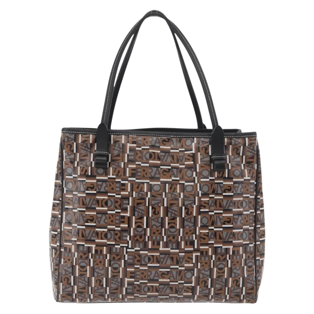 Salvatore Ferragamo Tote Bag PVC Brown Auth BA11865